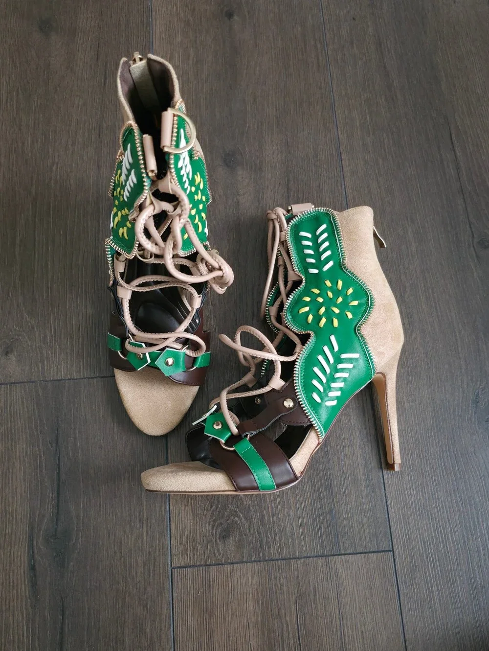 Azalea Wang Akira Shainia Green Multi Stiletto Sandal